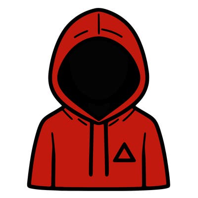 a person with non face waering a hoodie with a small triangle symbol