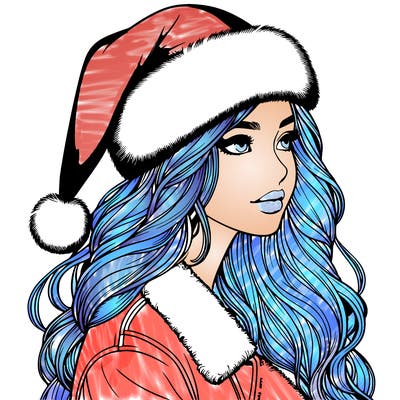 realistic girl in santa hat