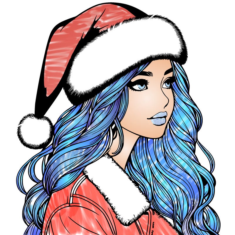realistic girl in santa hat