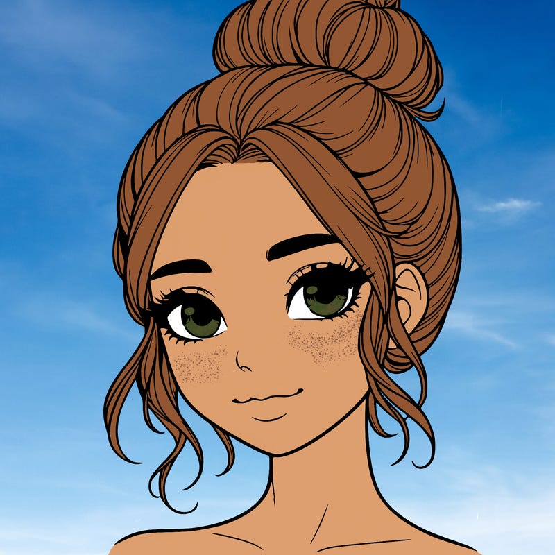 realistic pretty girl with hair in bun