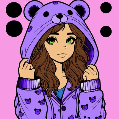 realistic girl in a animal pjs hoodie