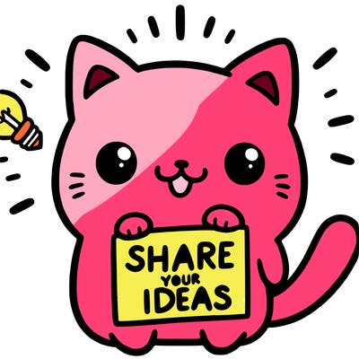 a cute cat saying share your ideas