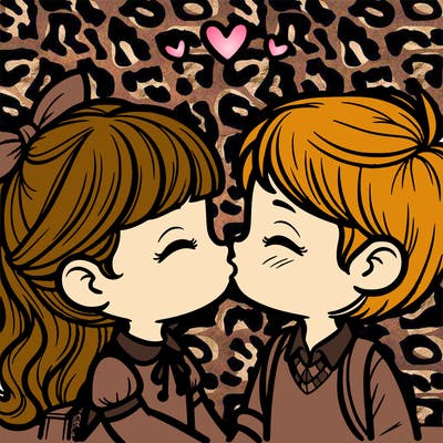 boy and girl kissing