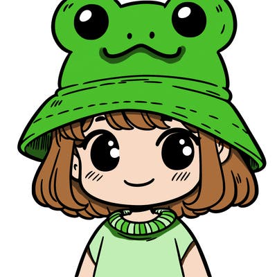 girl with frog hat