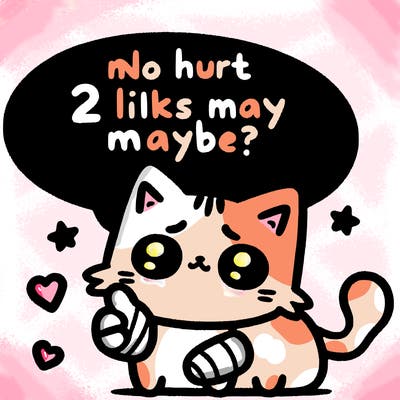 cute cat thats been hurt saiying 2 likes maybe