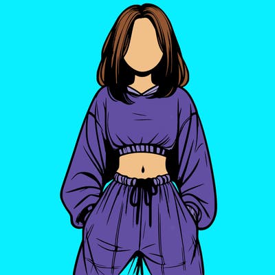 realistic girl faceless with baggy pants and a crop top