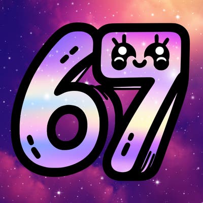 the numbers 67