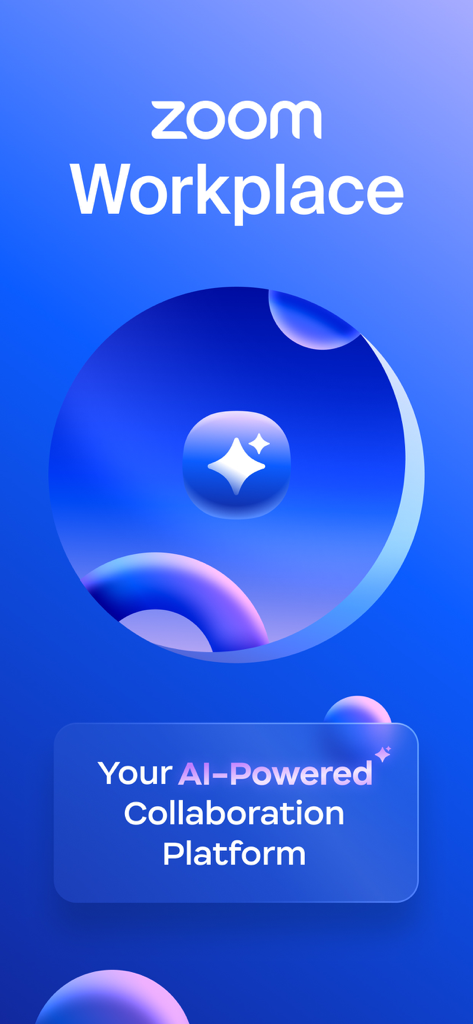 Zoom Workplace for Intune - Zoom Workplace for Intune 시작 화면으로 AI 기반 협업 플랫폼을 보여줌