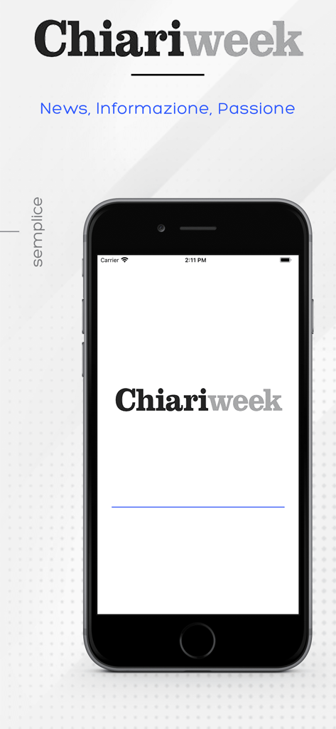 Chiari Week Edicola Digitale - Chiariweek digital newsstand app showing the logo on an iPhone display