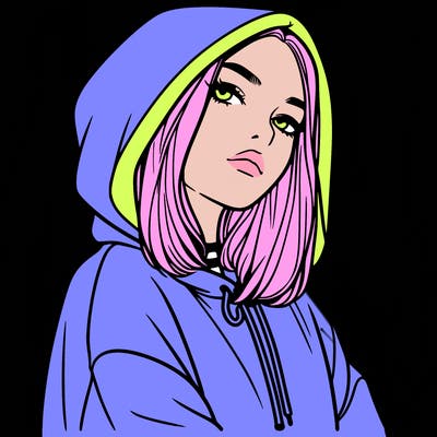 a realistic girl in a hoodie
