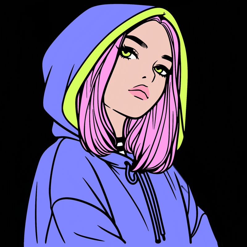 a realistic girl in a hoodie
