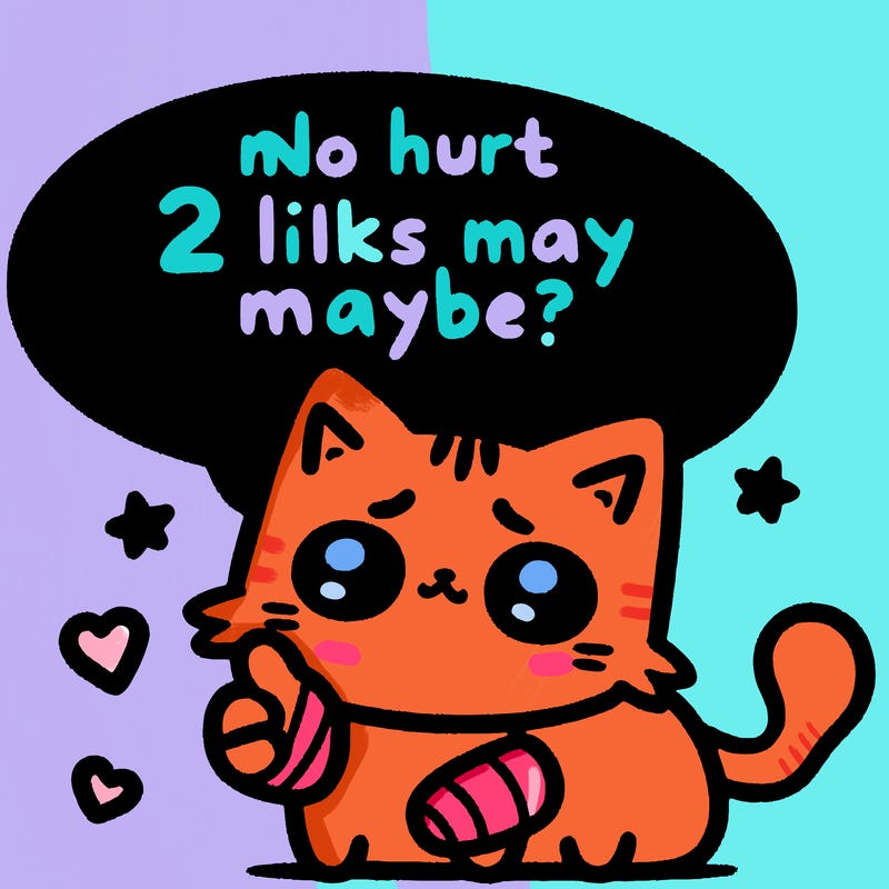 cute cat thats been hurt saiying 2 likes maybe