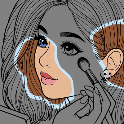 a realistic girl doing her makeup