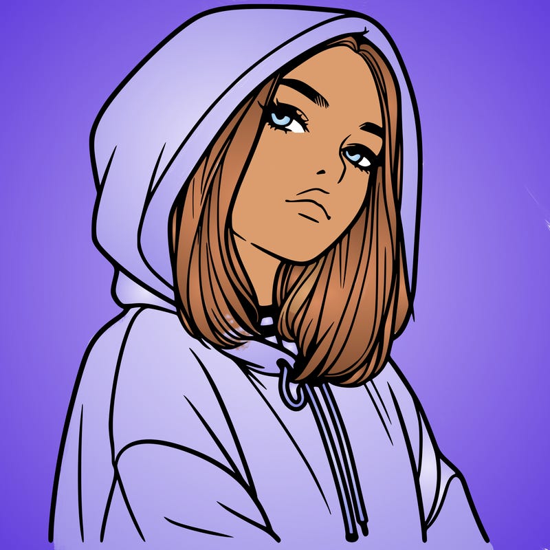 a realistic girl in a hoodie