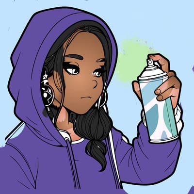 a realistic girl, spray painting