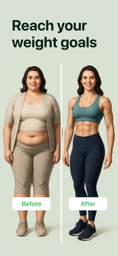 16:8・Intermittent fasting app - 目標を達成した女性の、間欠性断食前後の体重変化の比較。