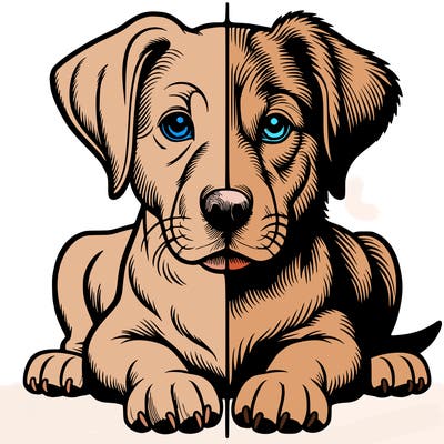 realistic dog split picture