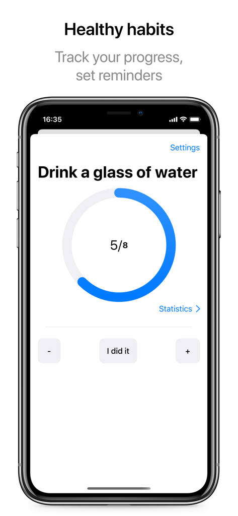 Daily Planner - Schedule App - Daily Planner app habit tracker interface showing water intake progress