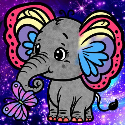 elephant with butterfly ears