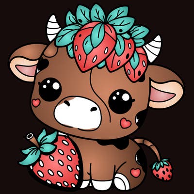 cute strawberry cow