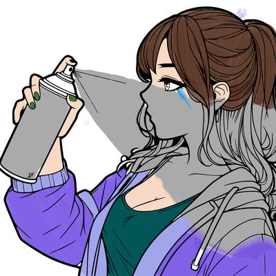 a realistic girl spray, painting