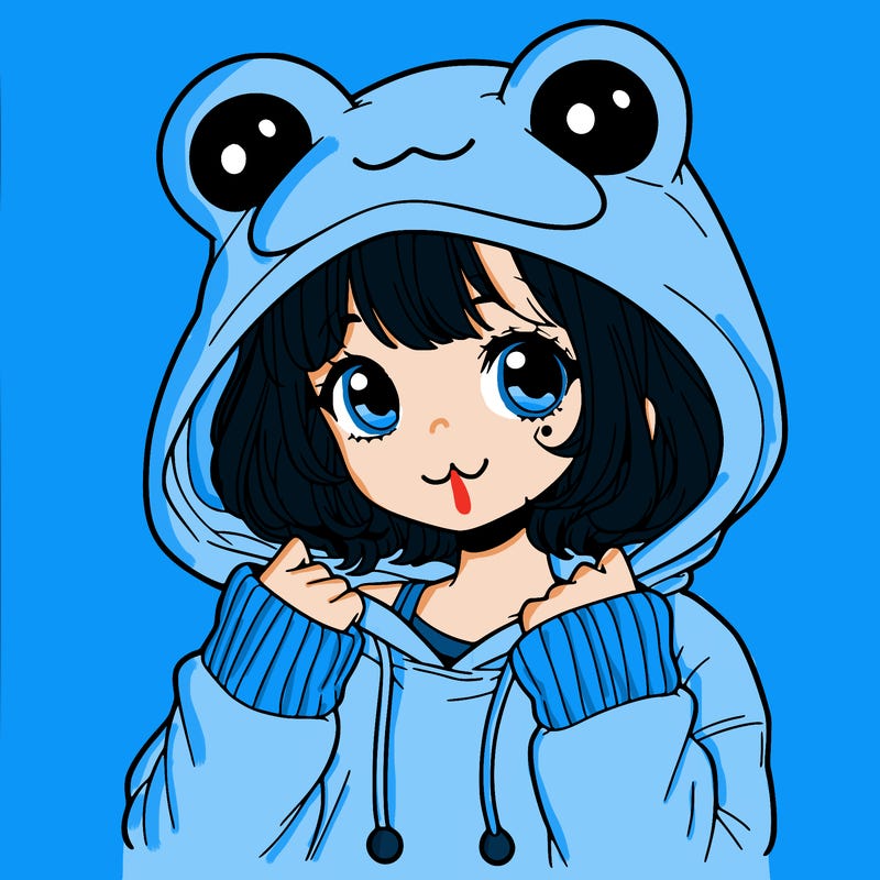 a cute teenage girl wearing a frog hoodie