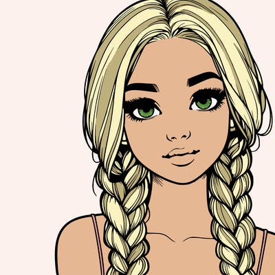 realistic girl with braids