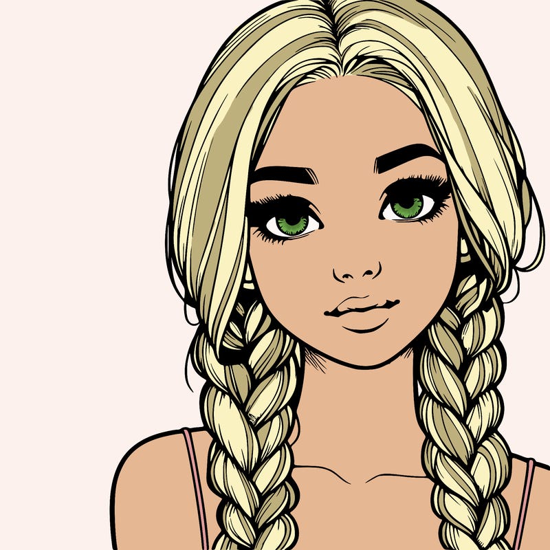 realistic girl with braids