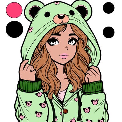 realistic girl in a animal pjs hoodie