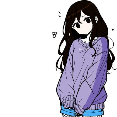 manga teen girl  in a sweater and baggy pants