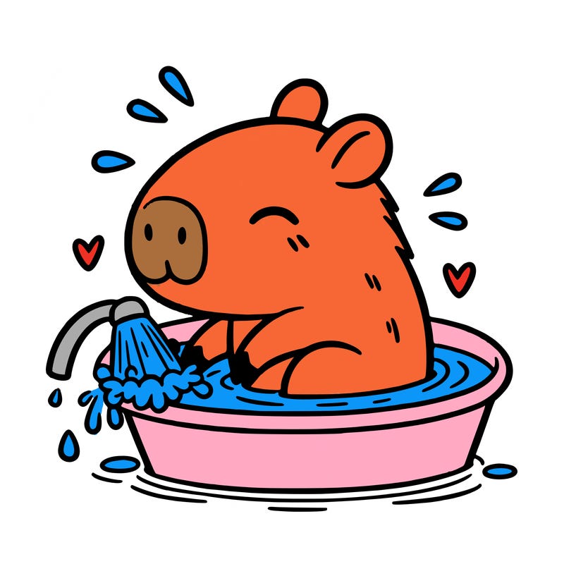 capybara taking a bath