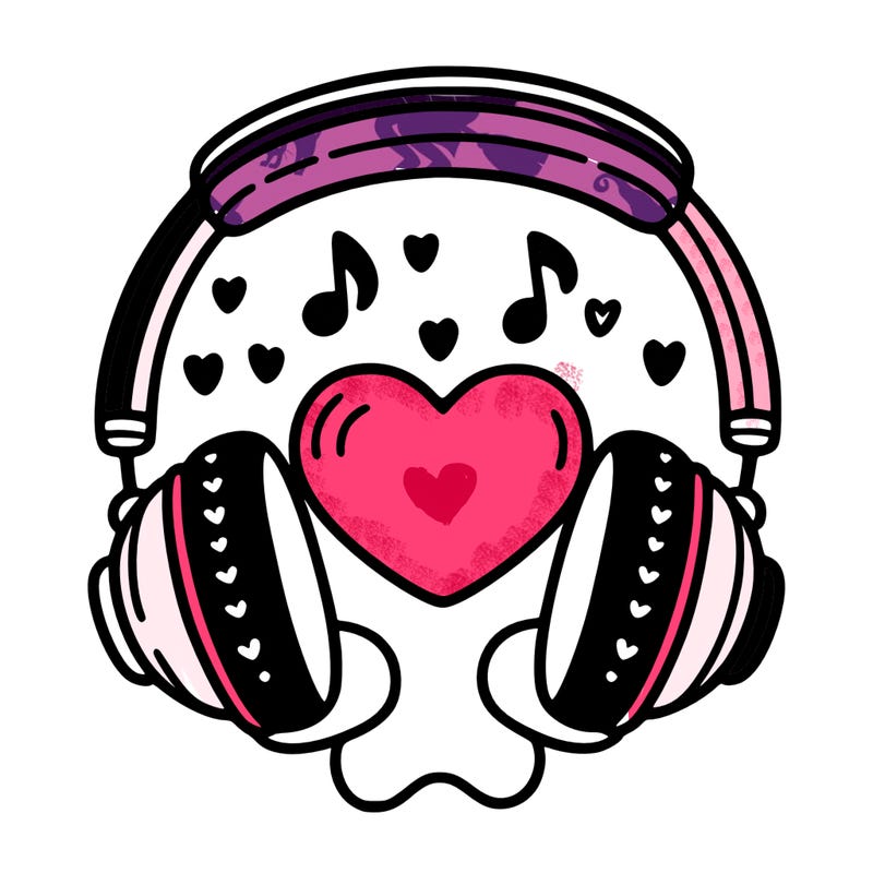 music headphones with a heart