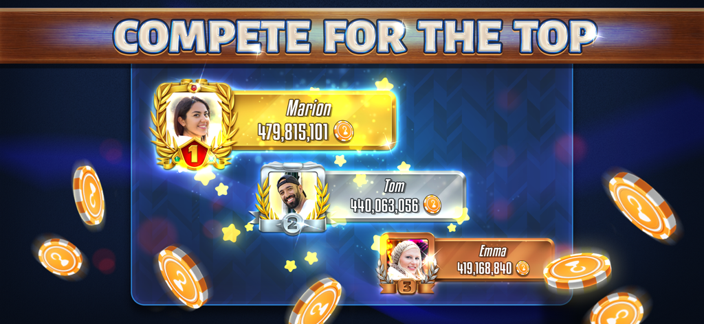 101 Okey - Placar do aplicativo 101 Okey mostrando os três melhores jogadores com suas pontuações