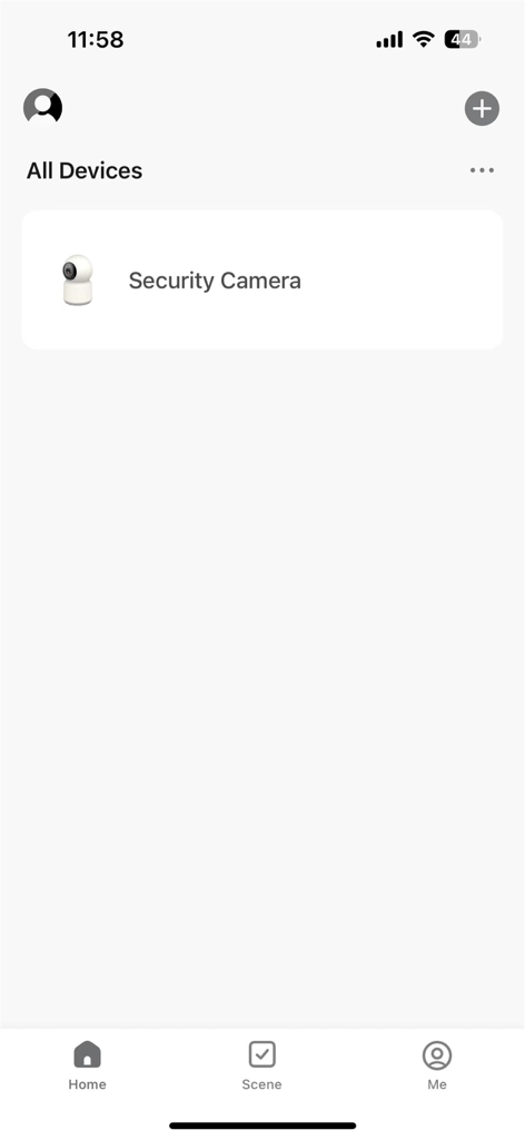 Bytech - Bytech app home dashboard showing a connected security camera