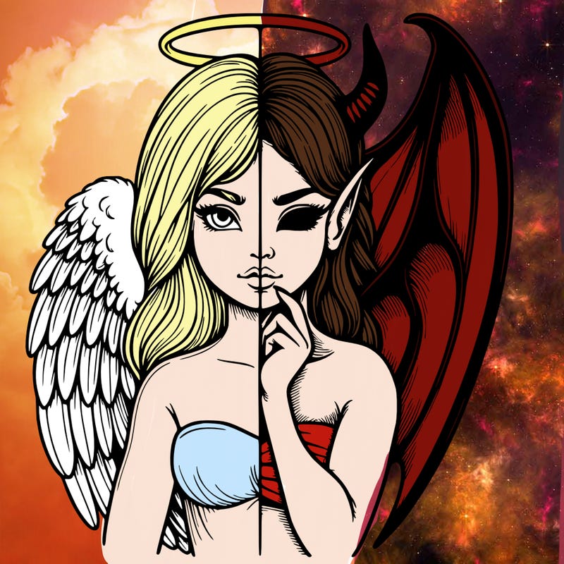 realistic angel half demon