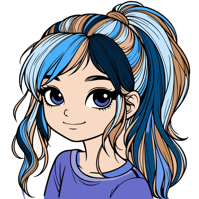 realistic girl with ponytail