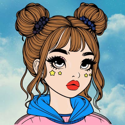 realistic girl with space buns