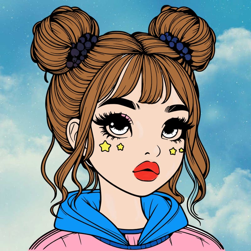 realistic girl with space buns