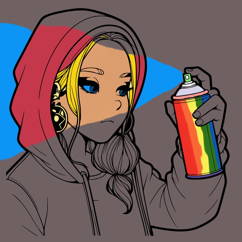 a realistic girl, spray painting