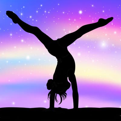 realistic gymnastic hand stand girl in four splits