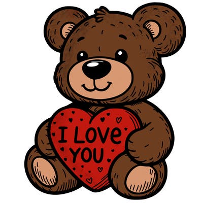 teddy bear holding an i love you heart