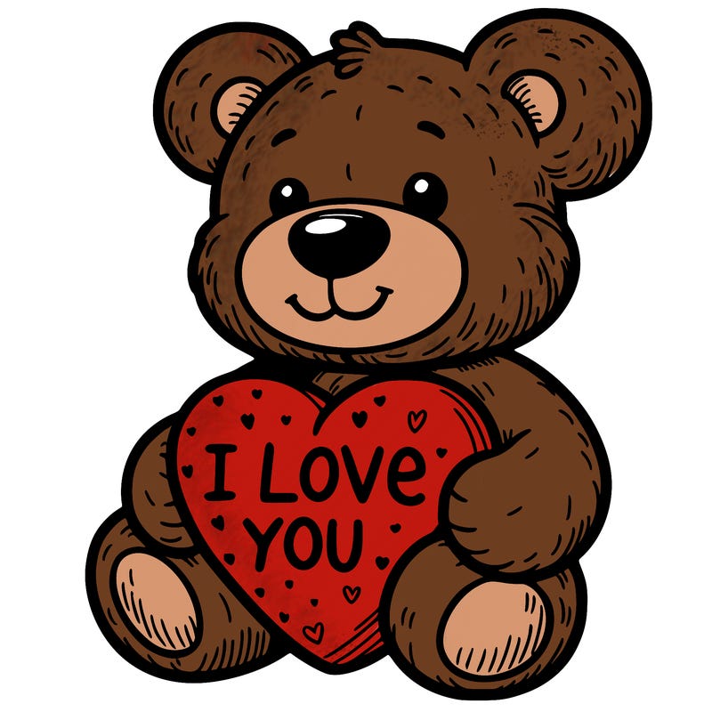 teddy bear holding an i love you heart