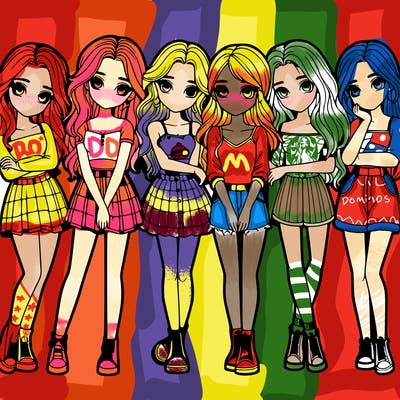 a group of girls realistic