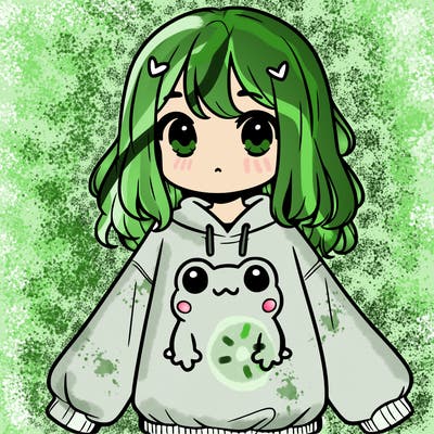 girl wearing frogging sweatshirt
