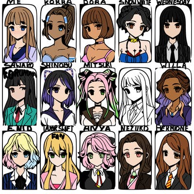 girls that look diffrent anime