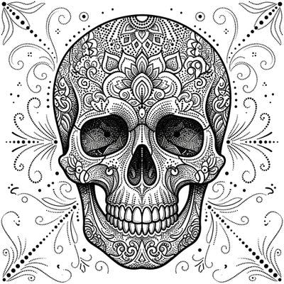 Discover the beauty of detailed patterns with our captivating dot work skull coloring page, a perfect blend of artistic challenge and relaxation. Immerse yourself in the intricate lines and dots, bringing this unique design to life with your personal touch.