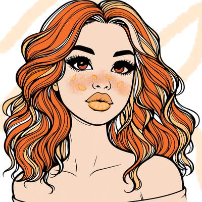 realistic girl with wavy hair and lips