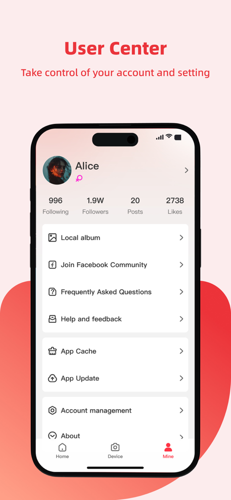 LINGDU - LINGDU dashcam app user center and account settings screen