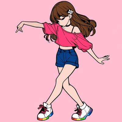 realistic girl danceing