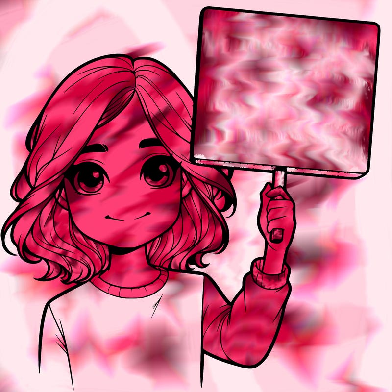 realistic girl holding up a sign